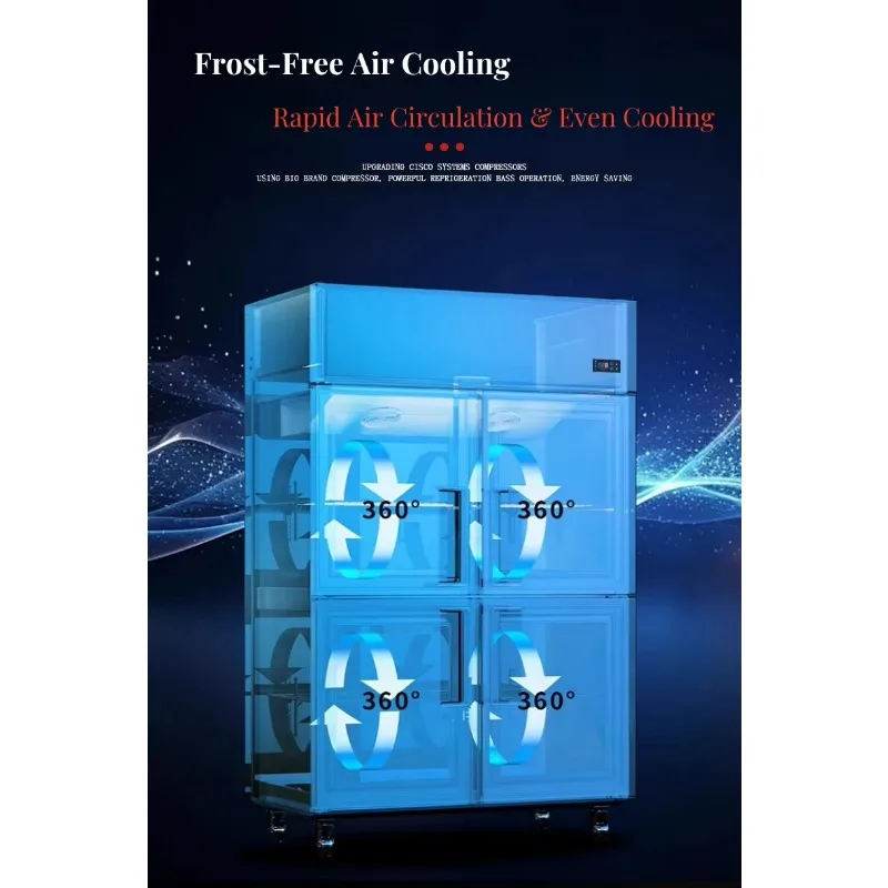 Commercial Freezers Two-Door Stainless Steel Upright Freezer Upright Refrigerator Restaurant Refrigeration Equipment
