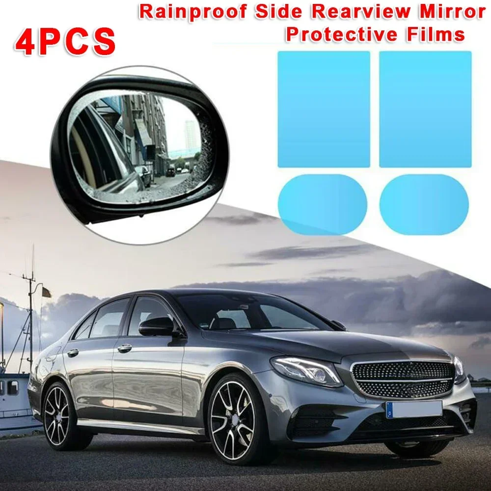 4pcs Window Film Car Rearview Mirror Side Casement Glass Anti-Fog Film Rain Protection Anti-glare Clear Soft Film Car Accessory