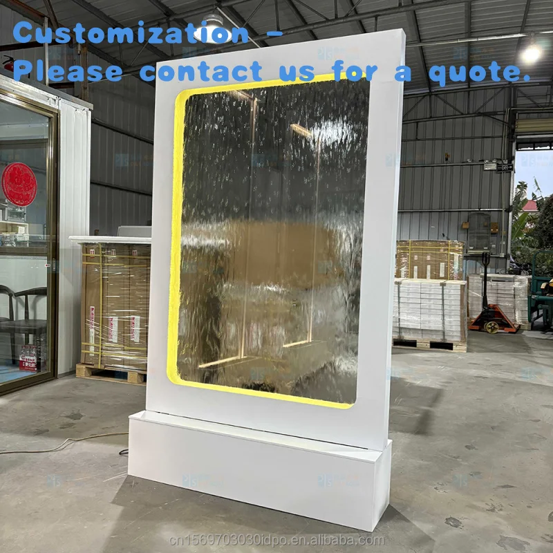 

На заказ.Современный элегантный стеклянный фонтан-водопад из нержавеющей стали. Популярное свадебное украшение для внутренней стен.