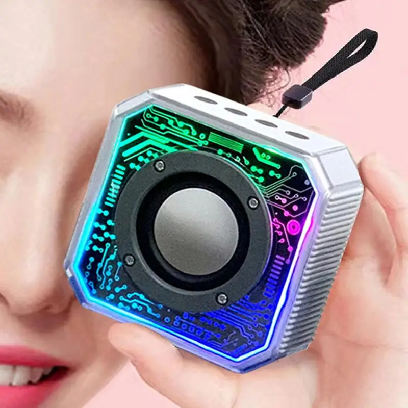 Small Wireless Speaker Mini Transparent Mecha Portable Speaker Punchy Bass Rich Audio And Stereo Pairing With Colorful Lights