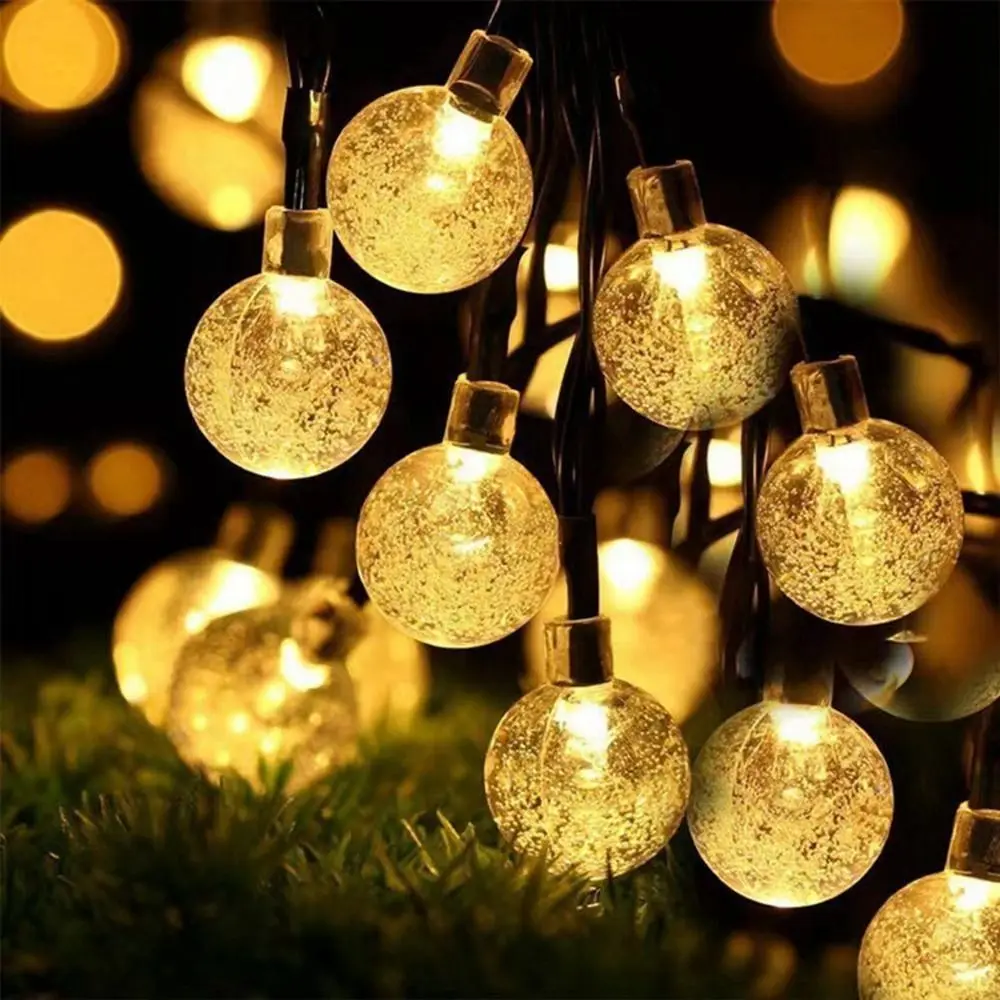 200 LEDs Solar String Lights 22M Length IP65 Waterproof Outdoor Garden Lights 8 Lighting Modes Crystal Globe Design