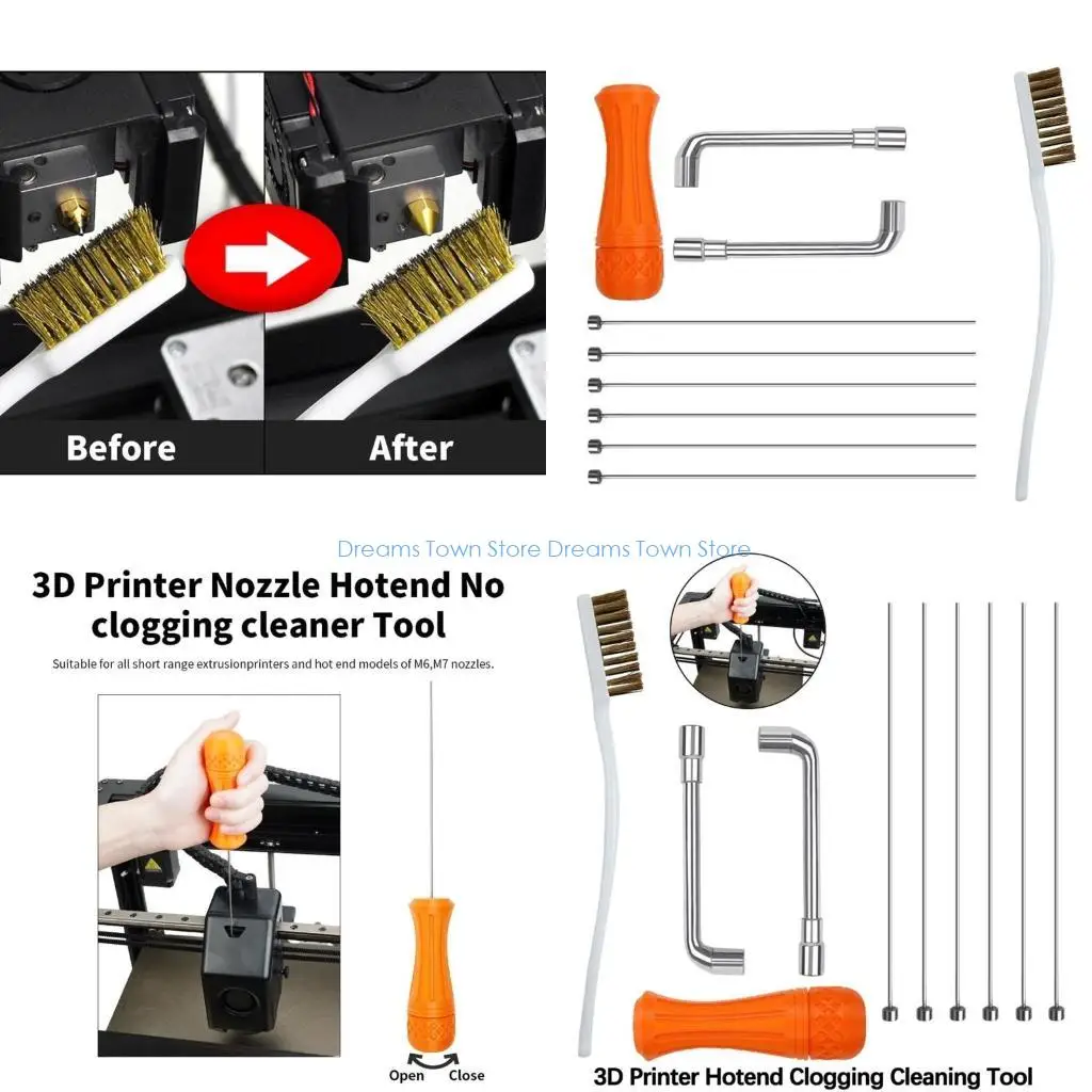 

HX6A Comprehensive Nozzle Care Package No Clogging Nozzle Cleaner Set for 3D Printing Highly Temperature Resistant