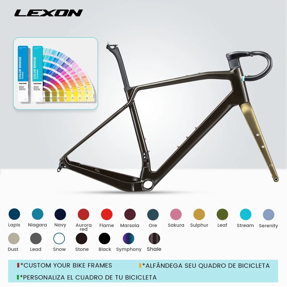 LEXON Carbon Gravel Frame Ultralight Disc Brake Road Bike Frameset off-Road Cyclecross Customize Frame Cycling Bicycle Accessory