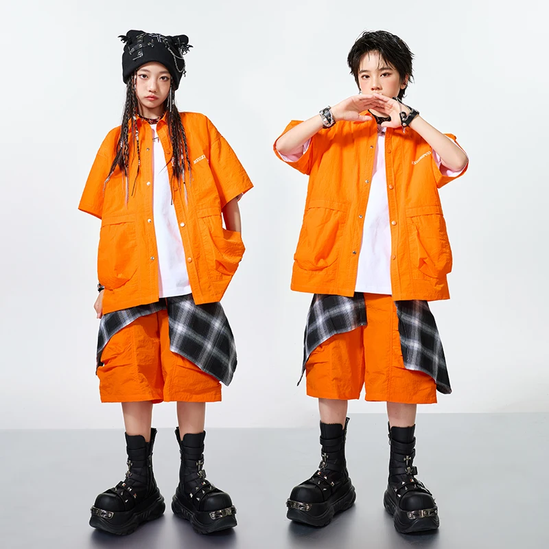 Kinder Bühne Kleidung Kinder Hip Hop Kleidung T-shirt Street Dance Cargo-Shorts Mädchen K-pop Streetwear Jungen Jazz Kostüme