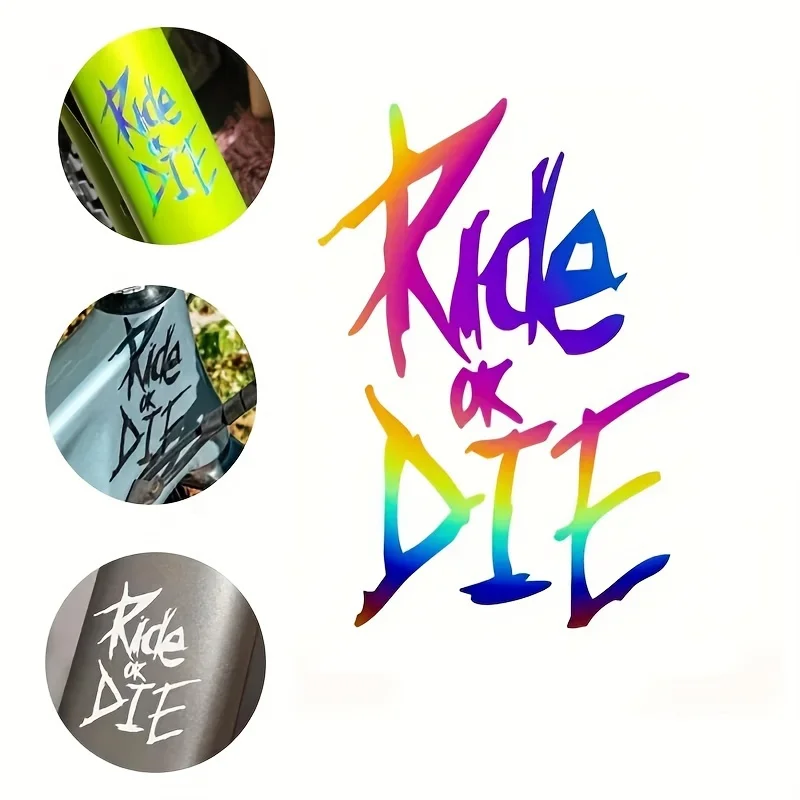 

1 "Ride or Die" Vibrant Gradient Bike Frame Sticker - Durable PET Material, Colored Top Tube Decal for Mountain Bikes and Road