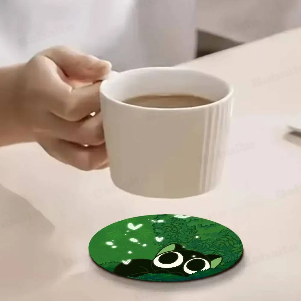 Luo Xiaohei pattern art painted wooden anti-slip coasters, suitable for decoration of living room kitchenware 5