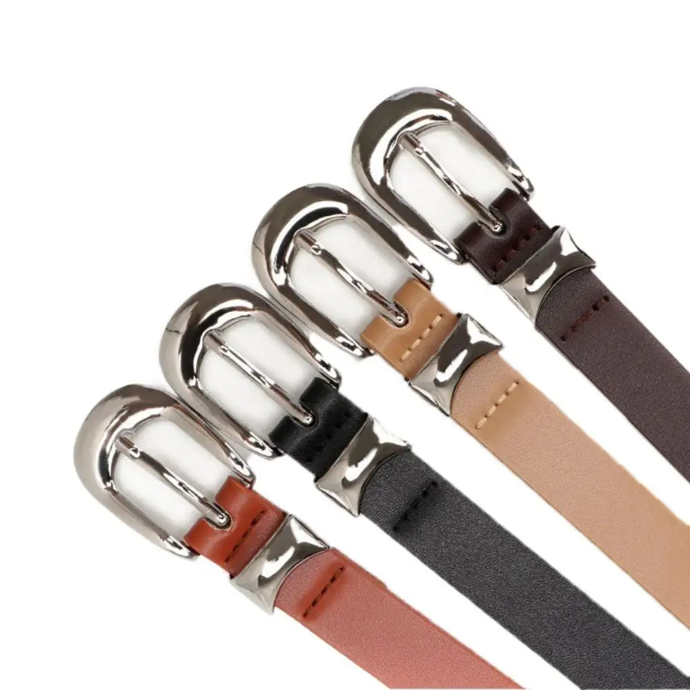 

Alloy Pin Buckle Flower Rivet Belt Punk Y2k PU Leather Waistband Korean Style All-match Thin Waist Strap Jeans Decorative