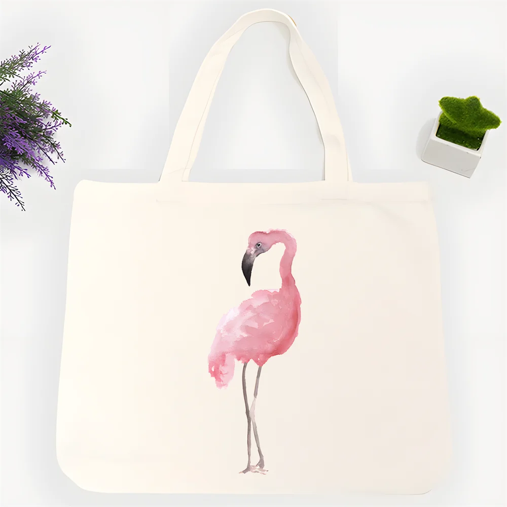 

flamingo Women Female Foldable Canvas Shoulder Bag Canvas Tote Eco Shopping Bag Canvas Tote Bag Casual HandBag Daily Use