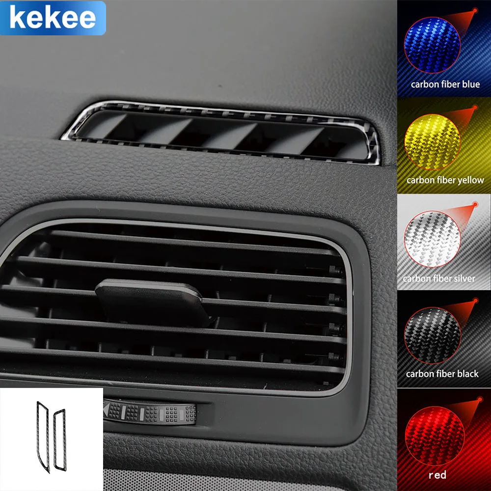 For Volkswagen Golf 7 GTI Mk7 2013-2017 Dashbaord Demisting Air Outlet Cover Real Carbon Fiber Sticker Car Interior Accessories