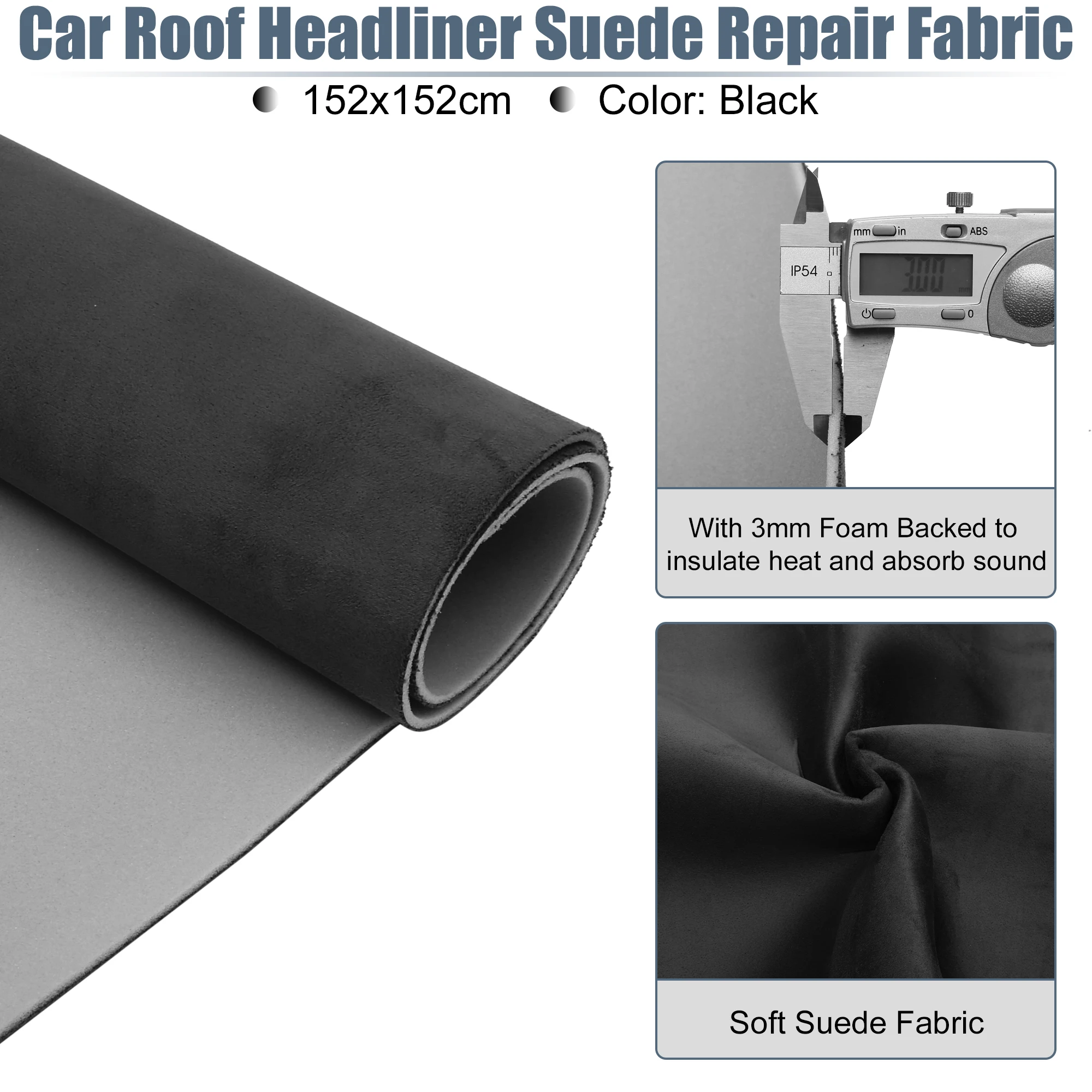 UXCELL Suède Headliner Stof Schuimsteun voor Auto Vrachtwagen Interieurbekleding Beschermen Veroudering Gebroken Vervaagd DIY Vervanging 200x152cm