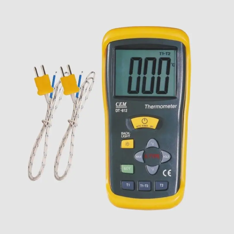 CEM DT-612 Thermocouple Thermometer -50~1300ºC Dual Inputs Thermometer with Probe