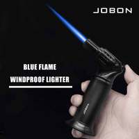 JOBON Windproof Blue Flame Lighter Adjustable Flame Size One Key Locking Design Electroplating Process Camping Tools