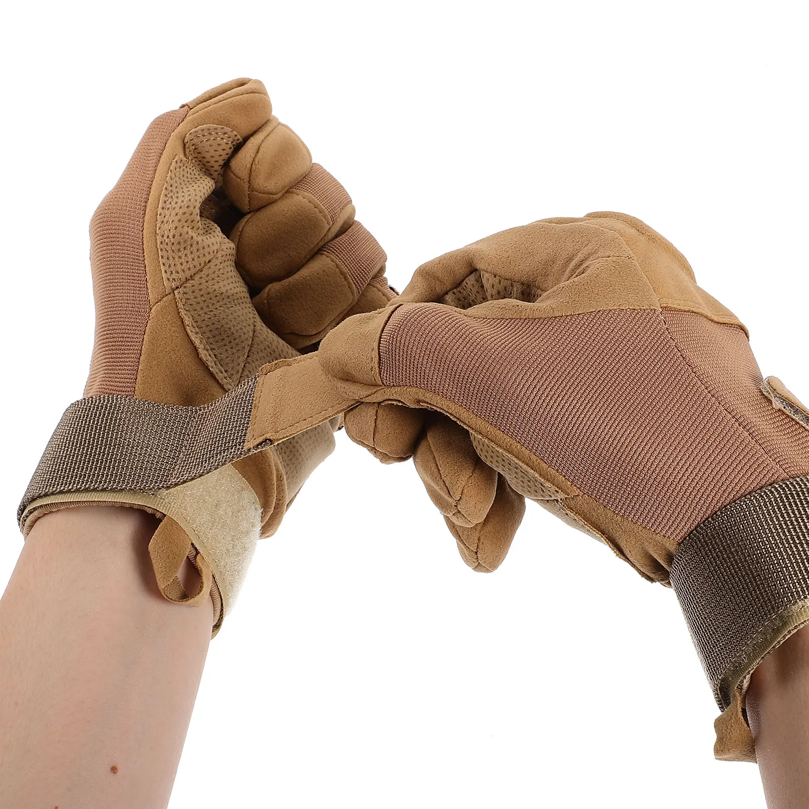 

1 Pair Sand Color L Outdoor Full-Finger Antiskid Protective Cycling Mountaineering Gloves For Hiking Skateboarding Driving