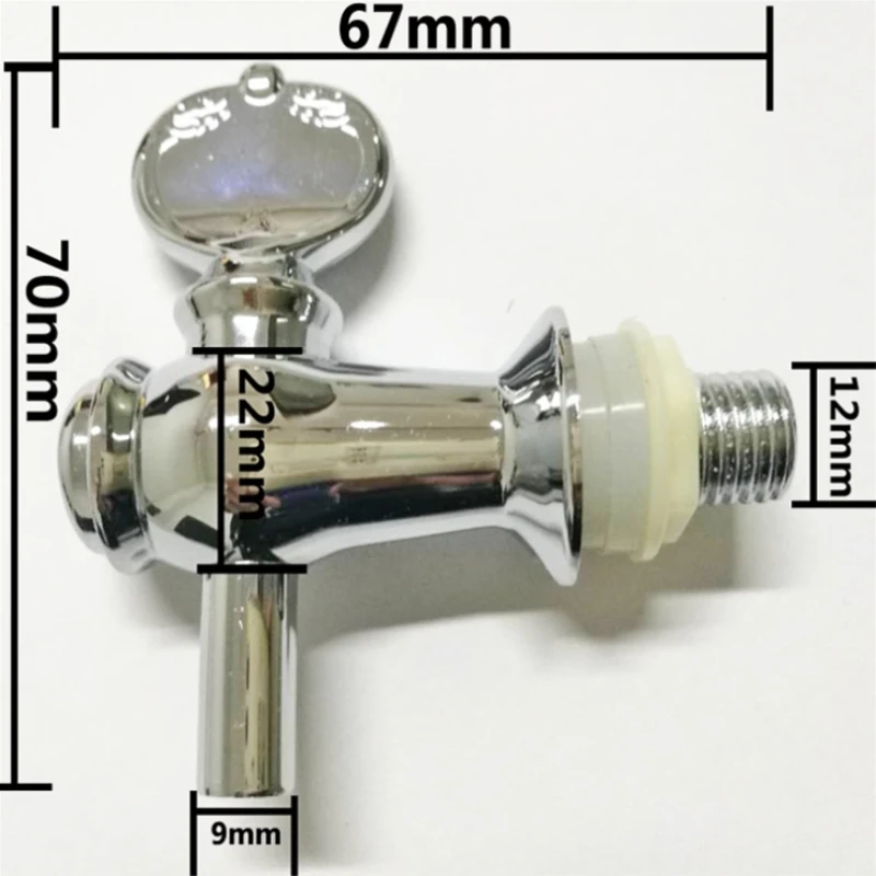 1pc ABS Chrome Finish Beverage On Wooden Barrel Glass Bottle Faucet Miniature Tap Bibcocks 12mm