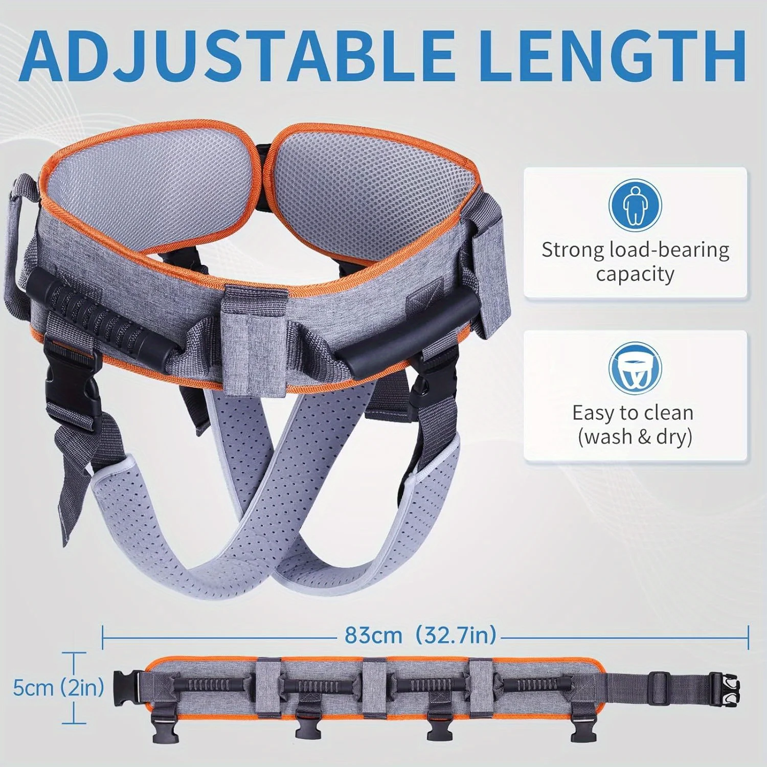 Elderly Step Patient Transfer Lift Belt with 7 Handed Transfer Strap Waist-Moving Mobility Aid Walking Standing Assist Aid