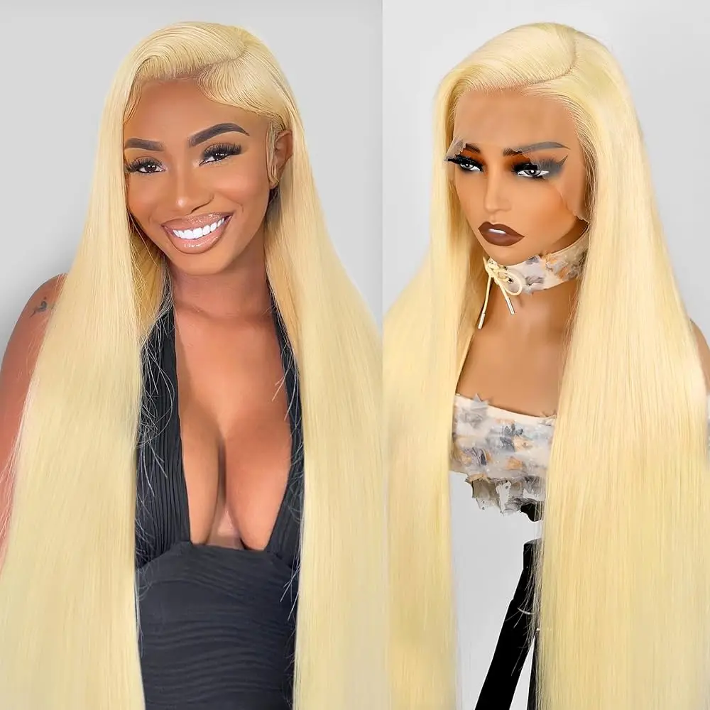 

30inch13x4 Lace Front Wig Human Hair Blonde Wig Human Hair Straight Lace Front Wig180 Density Pre-Plucked Baby Hair Around 613#