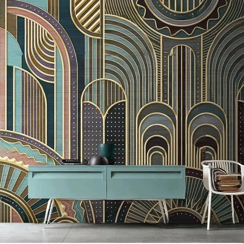 Modern Abstract Geometric Line Pattern Wallpaper Office in the study Sofa Background Custom Mural Personalized Wall Art Decor