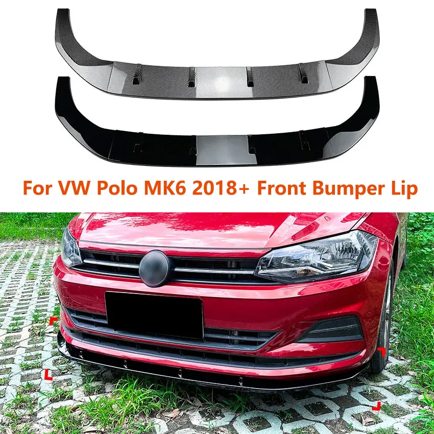 

For VW Polo MK6 2018+ Three Stage Front Bumper Lip Spoiler Splitter Exterior Protector Accessories Auto Body Kit Decoration