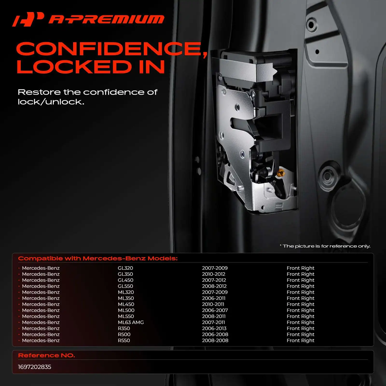 A-Premium Front Right Door Lock Actuator for Mercedes-Benz ML320 2007-2009 ML350 2006-2011 ML450 2010-2011 ML500 2006-2007 ML550