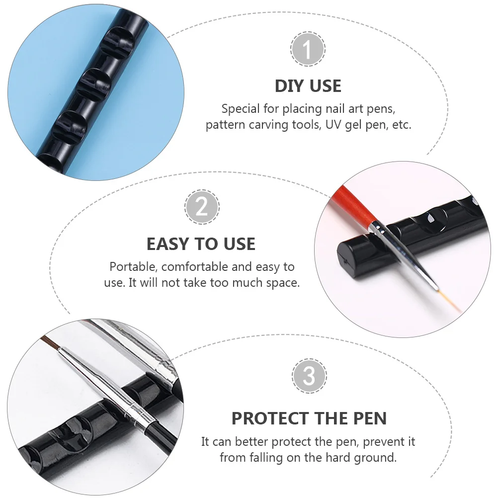 

5Pcs Delicate 5 Grid Nail Art Pen Holder Rack Portable Uv Gel Pen Stand Storage Organizer for Salon Home DIY Use Black