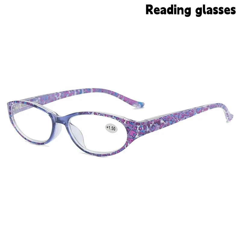 Japanese and Korean Retro Small Frame Oval Printed Reading Glasses for Middle-Aged and Elderly Women