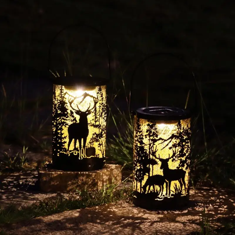 

Solar Lantern Light Garden Deco Lamp Solar Light Outdoor Waterproof Solar powered Lantern Outdoor Solar Deer Lantern With Handle