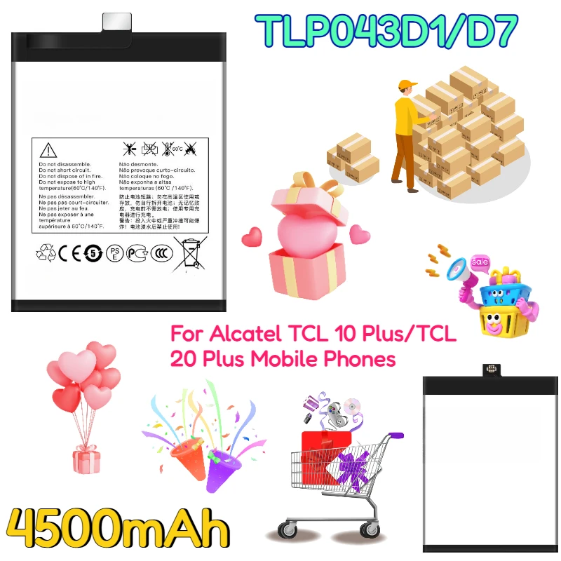 

4500mAh Battery for Alcatel TCL 10 Plus/TCL 20 Plus Mobile Phones with Model TLP043D1/D7