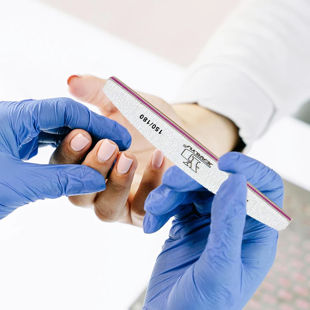 30 ชิ้นตะไบเล็บสองด้าน 150/180 กริตสีเทากระดาษทรายกล้วยเล็บตะไบบัฟเฟอร์แถบขัดเล็บอุปกรณ์เสริมและเครื่องมือ