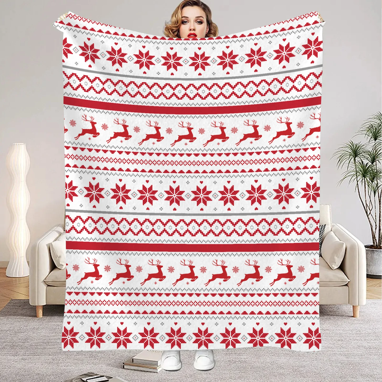1pc Weihnachten Decke Deer Schneeflocke 3D Druck Glatte Flanell Decke für Home Wohnzimmer Schlafzimmer Dekor Neue Jahr Weihnachten geschenk