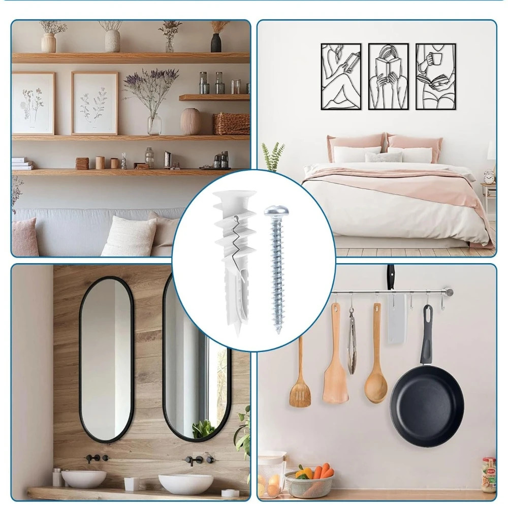 

156PCS Self Drilling Drywall Anchors and Screws Kit Heavy Duty Sheetrock Anchors for Hanging Shelves Picture Frames Curtains