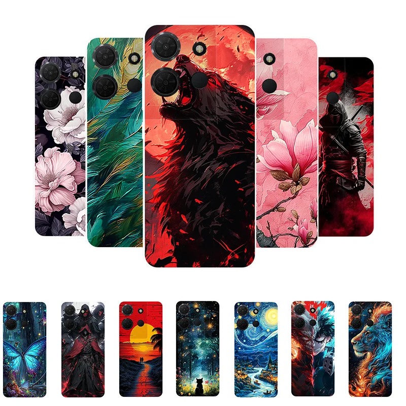 Para TCL 503 funda flores Lobo funda de teléfono suave de silicona para TCL 503 TPU Coque TCL503 T442M T442A T442J Fundas a prueba de golpes