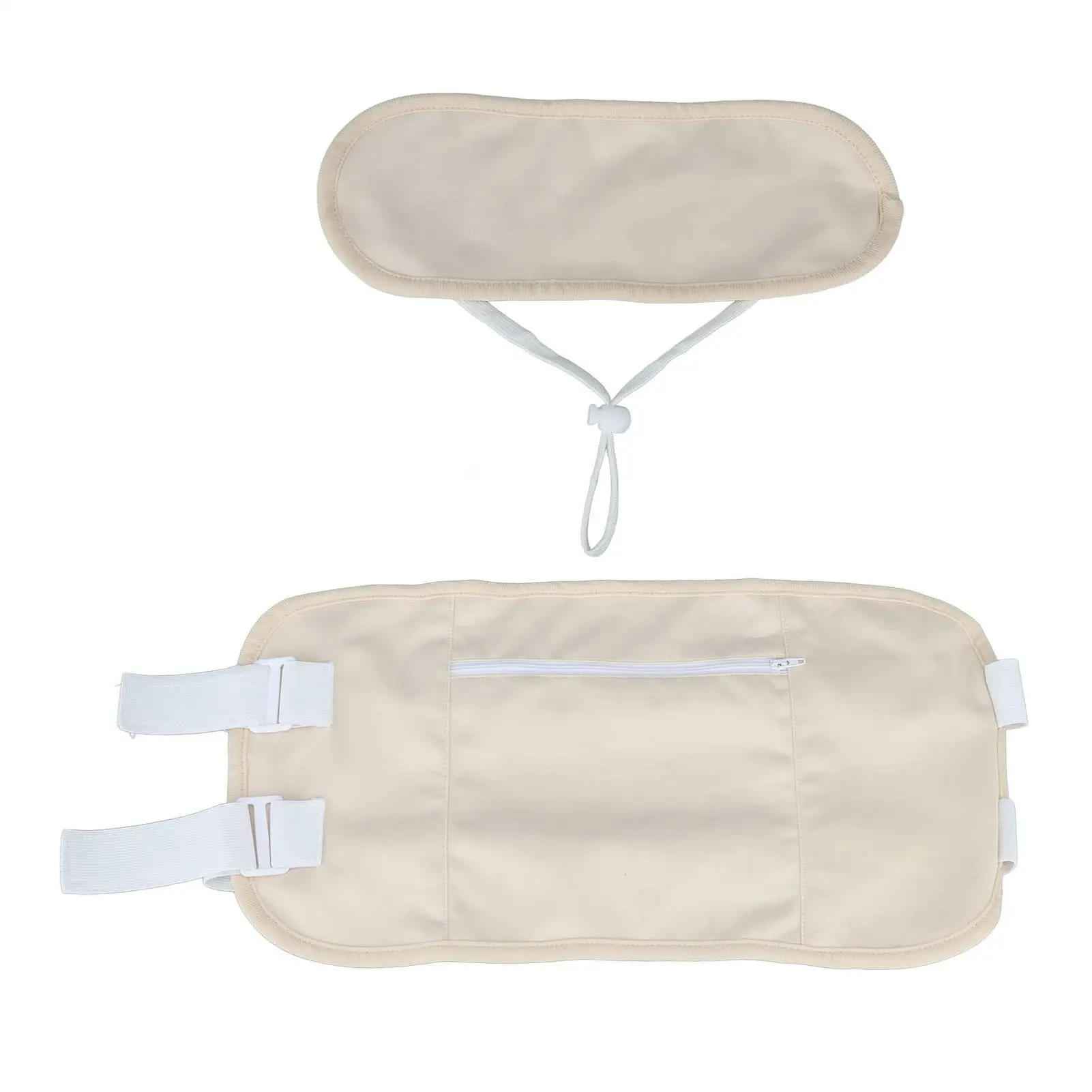 Pack d'huile de ricin beige, compresse cervicale ergonomique ronde, design à double couche, imperméable avec crochet et pour les instituts de sommeil