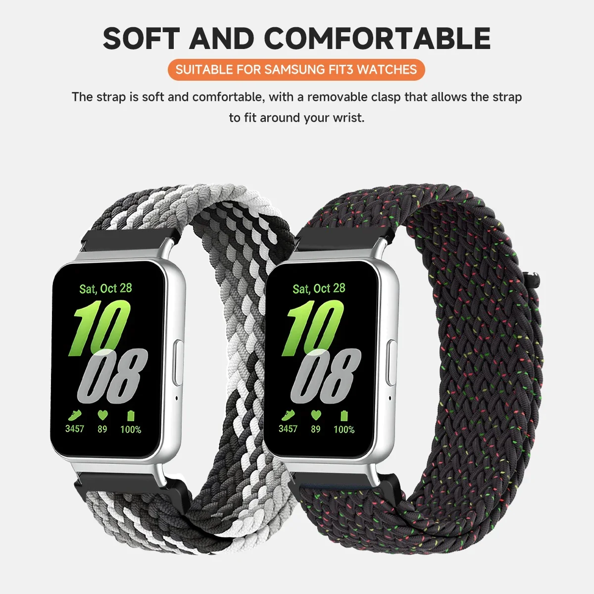 لملحقات حزام Samsung Galaxy Fit3، سوار ساعة رياضي من النايلون المضفر وقابل للتعديل، سوار كوريا بديل لهاتف Galaxy fit 3