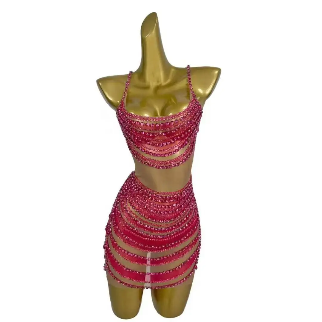 Krótka spódniczka wysadzana diamentami dla kobiet, idealna na urodziny, do klubu nocnego, baru, na występy gogo, z pełnym diamentowym paskiem, dopasowany krój, diamentowa Y030