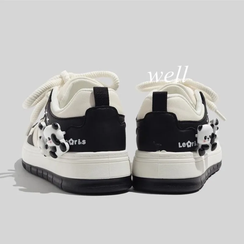 Panda Platform Sneakers Kawaii Women Shoes Tennis Female Casual Vintage Vulcanize Black White Cute Sports Flats Lolita Footwear