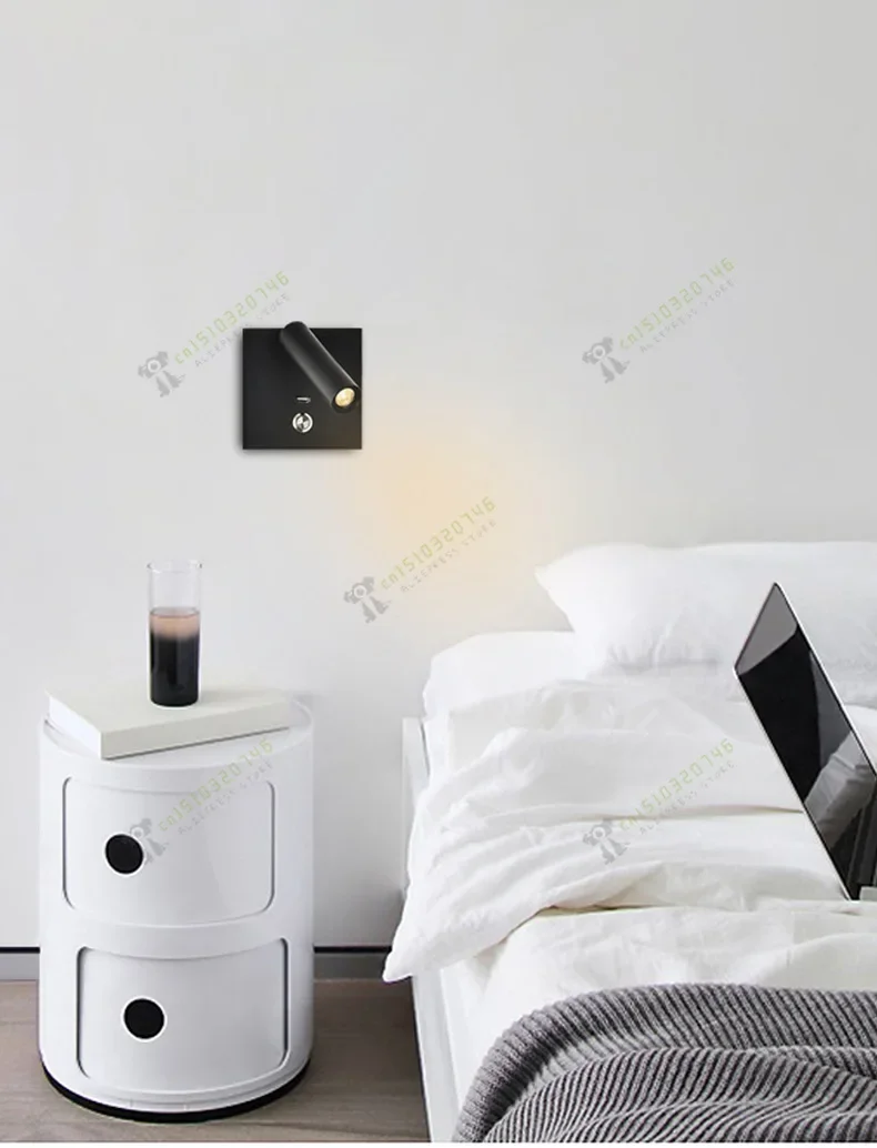 Multifunction Led Wall Light for Bedroom Headboard Lights for Bed Room with Push Switch USB Charging Bedside Reading Light