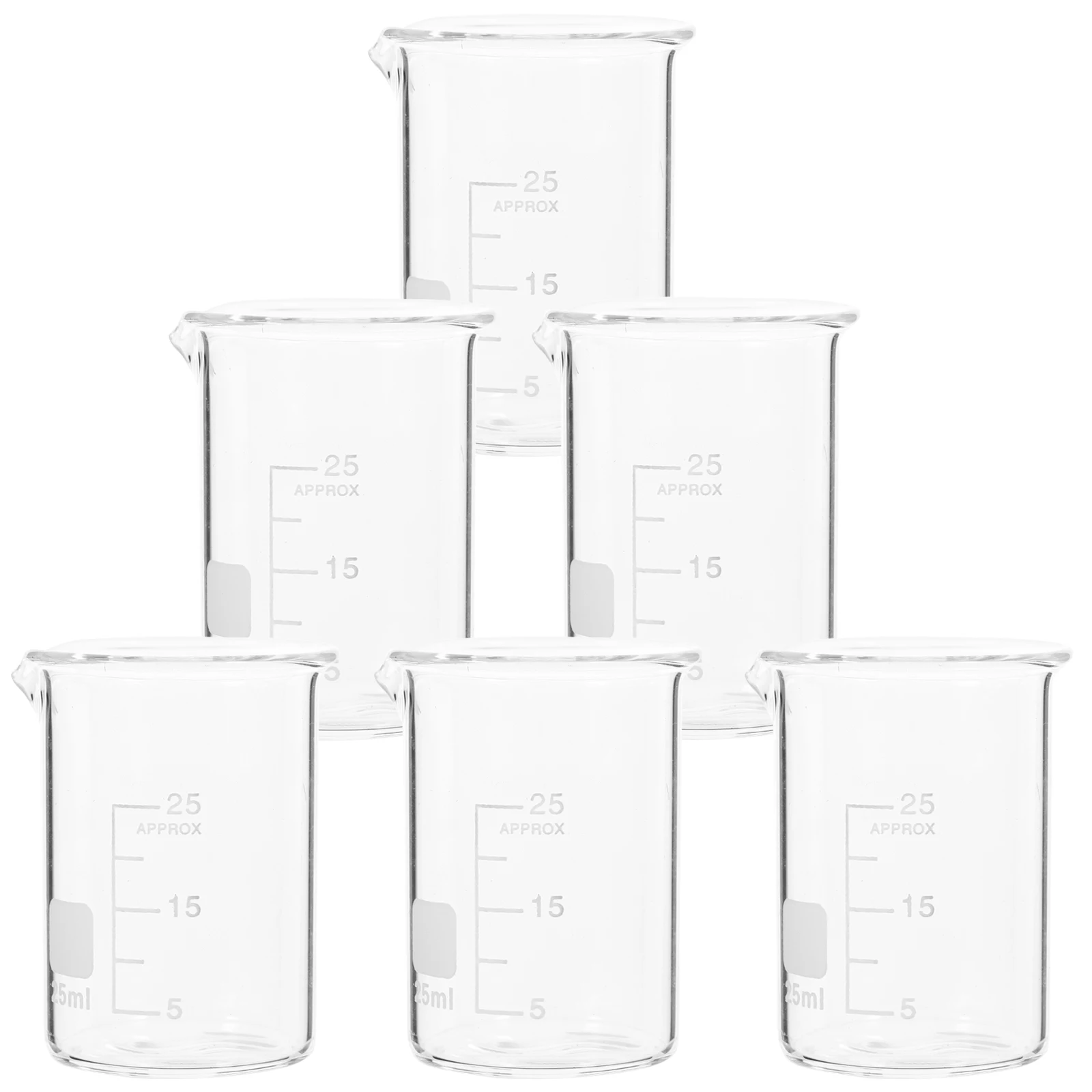 

6Pcs Heat Resistant Glass Beakers Set Clear Scale Accurate Measurement Epoxy Paint Liquids Measuring Tools Lab Measuring Cup