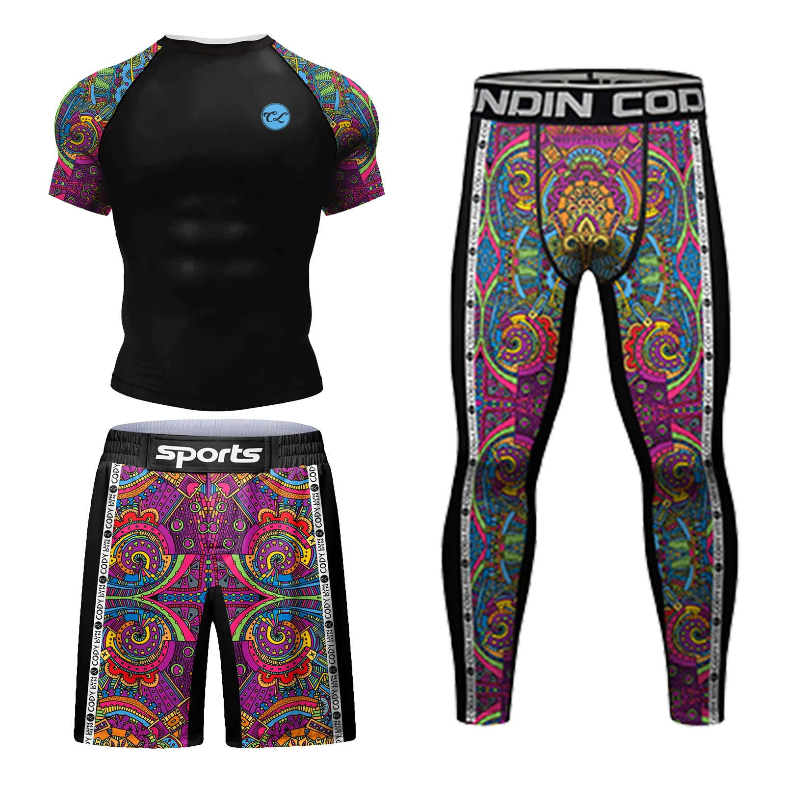 Jiu Jitsu Rashguard Kit MMA t-shirt + pantaloni set uomo boxe brasiliano Grappling Bjj Rash Guard tuta sportiva palestra Muay Thai abbigliamento