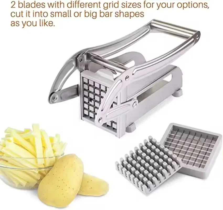 Stainless Steel Potato Slicer French Fries Machine Potato Cutter Frecnh Fries Cutter Machine for Kitchen Manual Vegetable Gadget