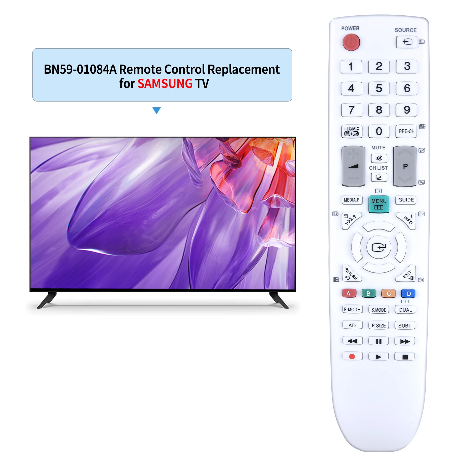 Mando a distancia para televisor Samsung, mando a distancia para televisor Samsung BN59-01084A LE19C451E2W LE19C456E2W LE22C451E2W LE22C451E2WXXH LE22C451E2W LE22C456E2W LED HDTV