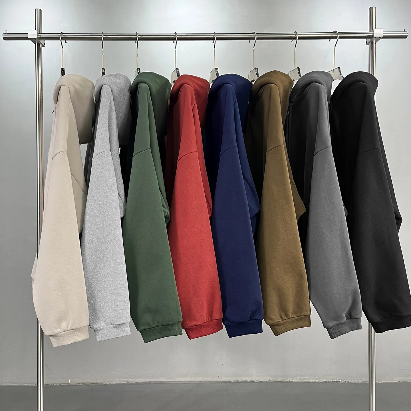 

Американская ретро-толстовка на молнии с флисовой подкладкой, свободного кроя, повседневная, простая, универсальная, осенне-зимняя, однотонная, мужская толстовка