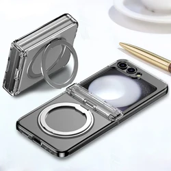 360° Metal Magnetic Bracket Phone Case for Samsung Galaxy Zflip3 Z Flip6 Flip 7 6 5 4 ZFlip4 Shockproof Magsafe Hinge Hard Cover