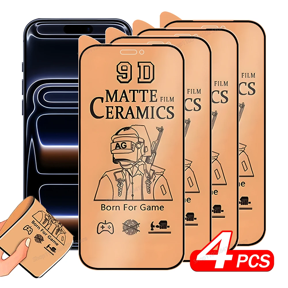 4er-Set matte Keramikfolie für iPhone 17 16 Pro Max 16e 17e – Weiche Displayschutzfolie für iPhone 15 14 13 12 11 Pro Max Plus Mini