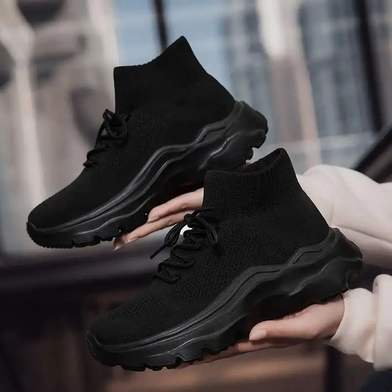 

MWY Fashion Women's Short Boot Platform Shoes Elastic Boots Comfortable Lightweight Sneakers Zapatillas Walking Shoes Size35-46