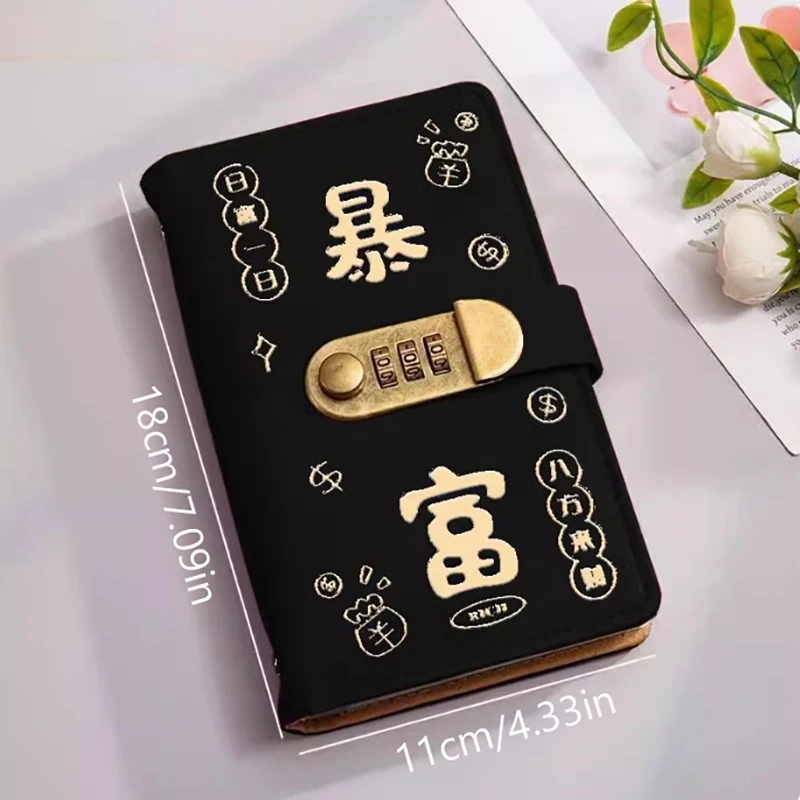 Classeur Challeng pour économiser de l'argent, 100 enveloppes, défi d'épargne réutilisable, feuilles de défis d'épargne en PU avec verrouillage par mot de passe