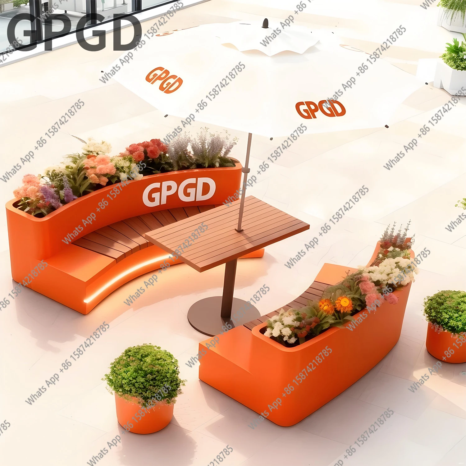 Outdoor flower box table and chair card seat overall commercial street coffee shop table and chair combination set flower bed