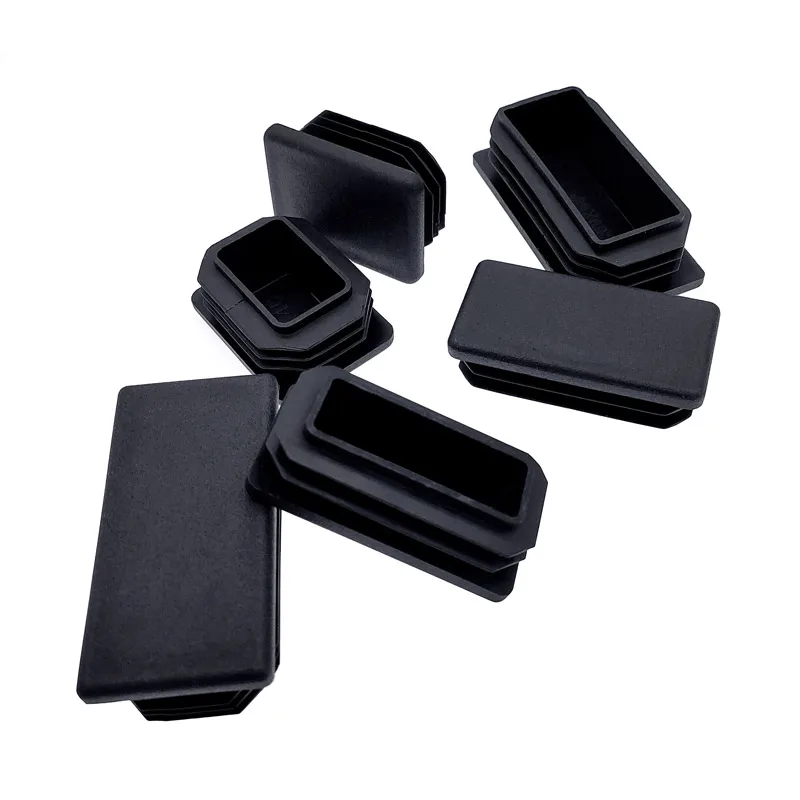 Plastic Black Steel Rectangular pipe plug Furniture Leg plug Anti Slip Feet Protector Pad Plastic square tube cap plug