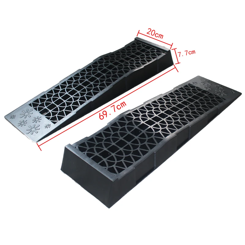 2pcs/Pair 5000KG Capacity Heavy Duty Car Ramps 70cm Plastic Portable Loading Access Ramps Lift Repair Maintenance Jack Lift Tool