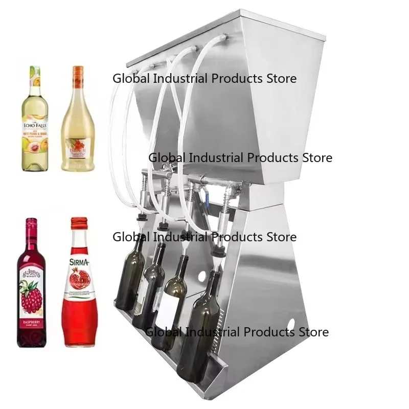 4 Heads Standing Gravity Overflow Liquid Bottles Filler Filling Machines With Feeding Pump