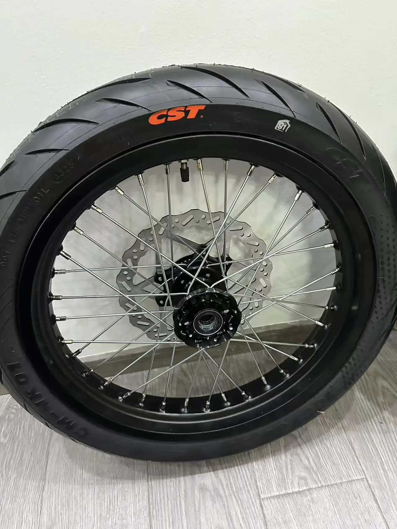 New 17 Inch CNC Forged Aluminum Supermoto Wheel Kit 235/55ZR17 Semi-Slick Tire Sur-Ron Ultra Bee Electric Dirt Bike Upgrade
